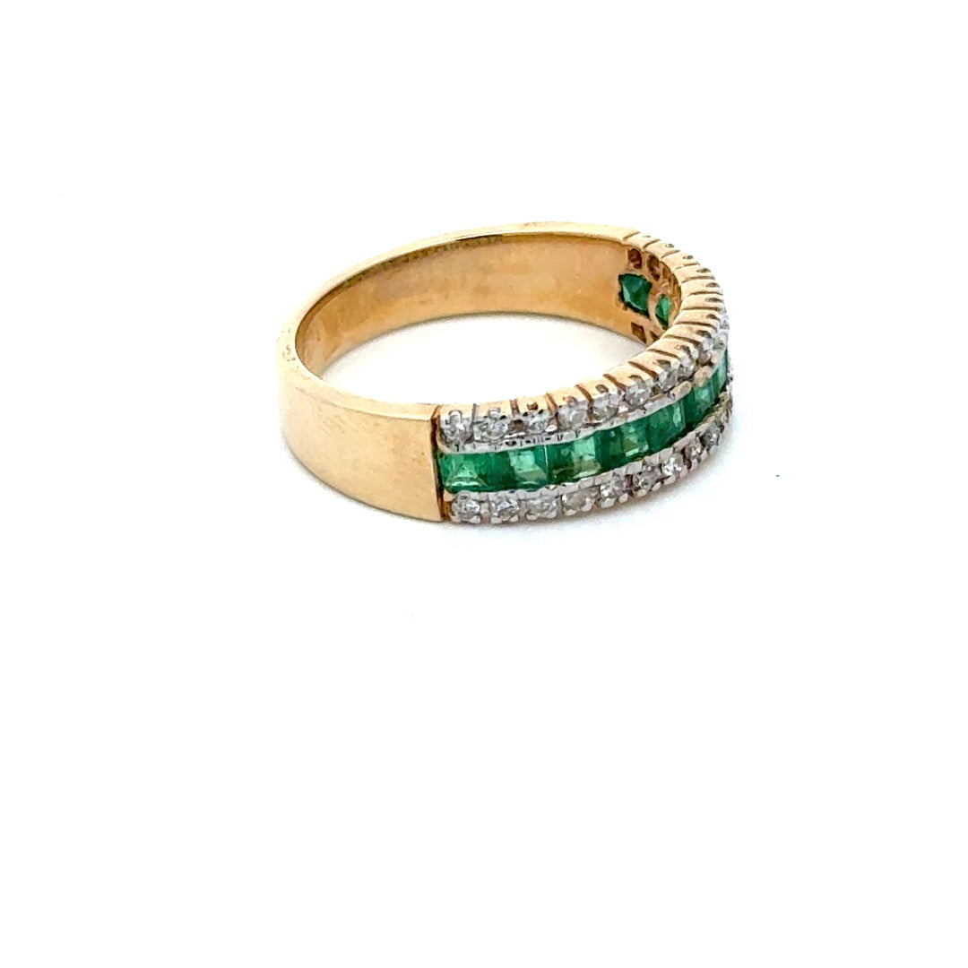 Vintage Diamond & Emerald 14K White & Yellow Ring