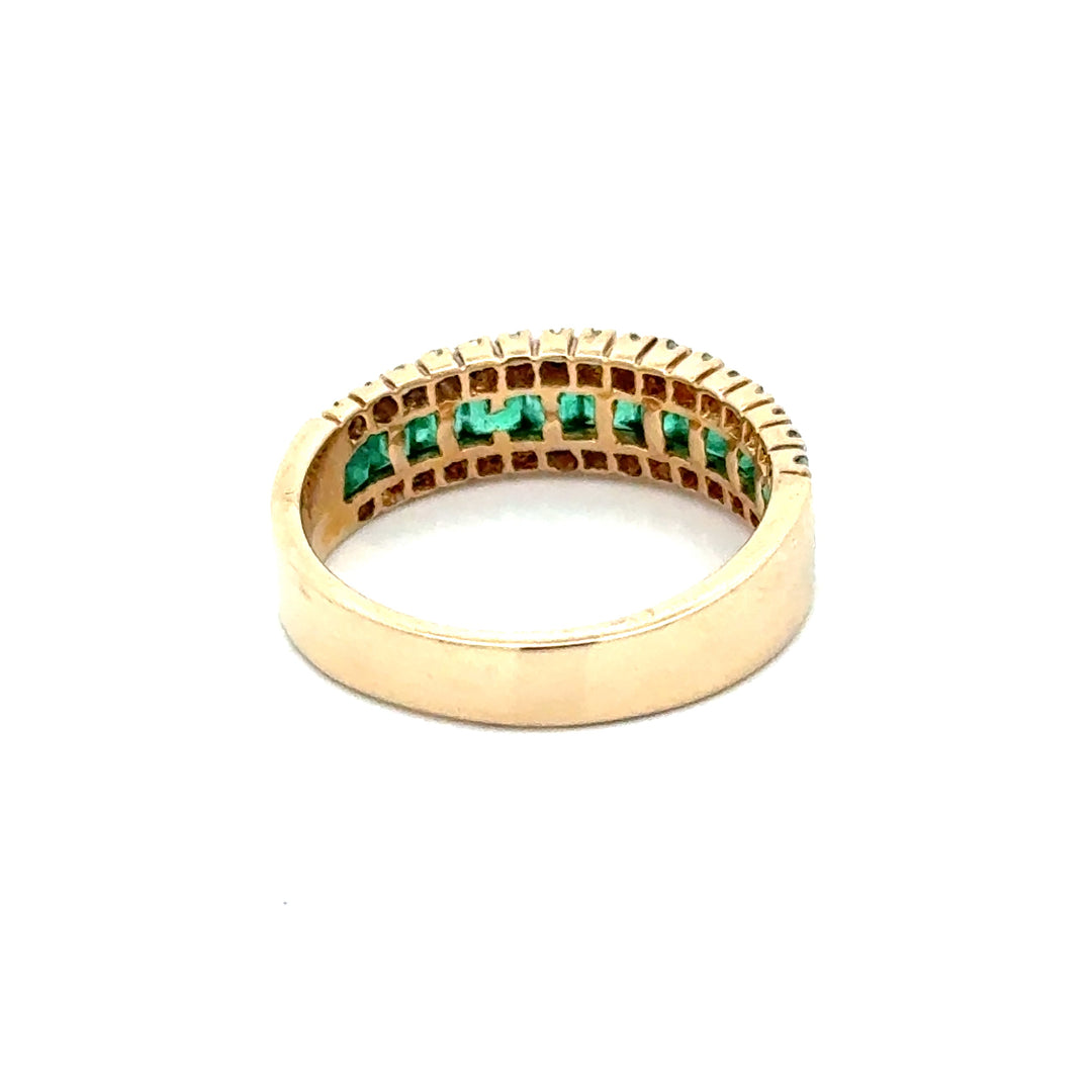 Vintage Diamond & Emerald 14K White & Yellow Ring