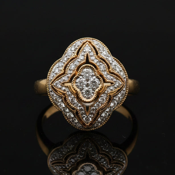 Vintage Filigree Diamond 14k Yellow Gold Ring