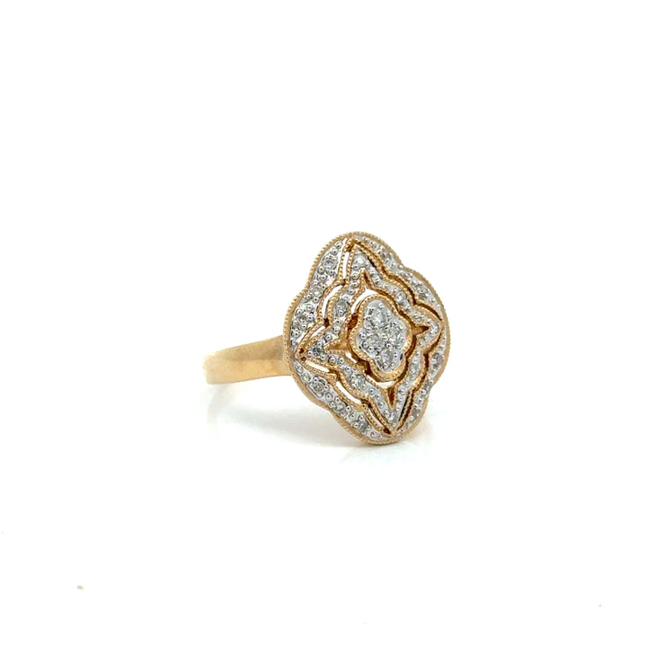 Vintage Filigree Diamond 14k Yellow Gold Ring