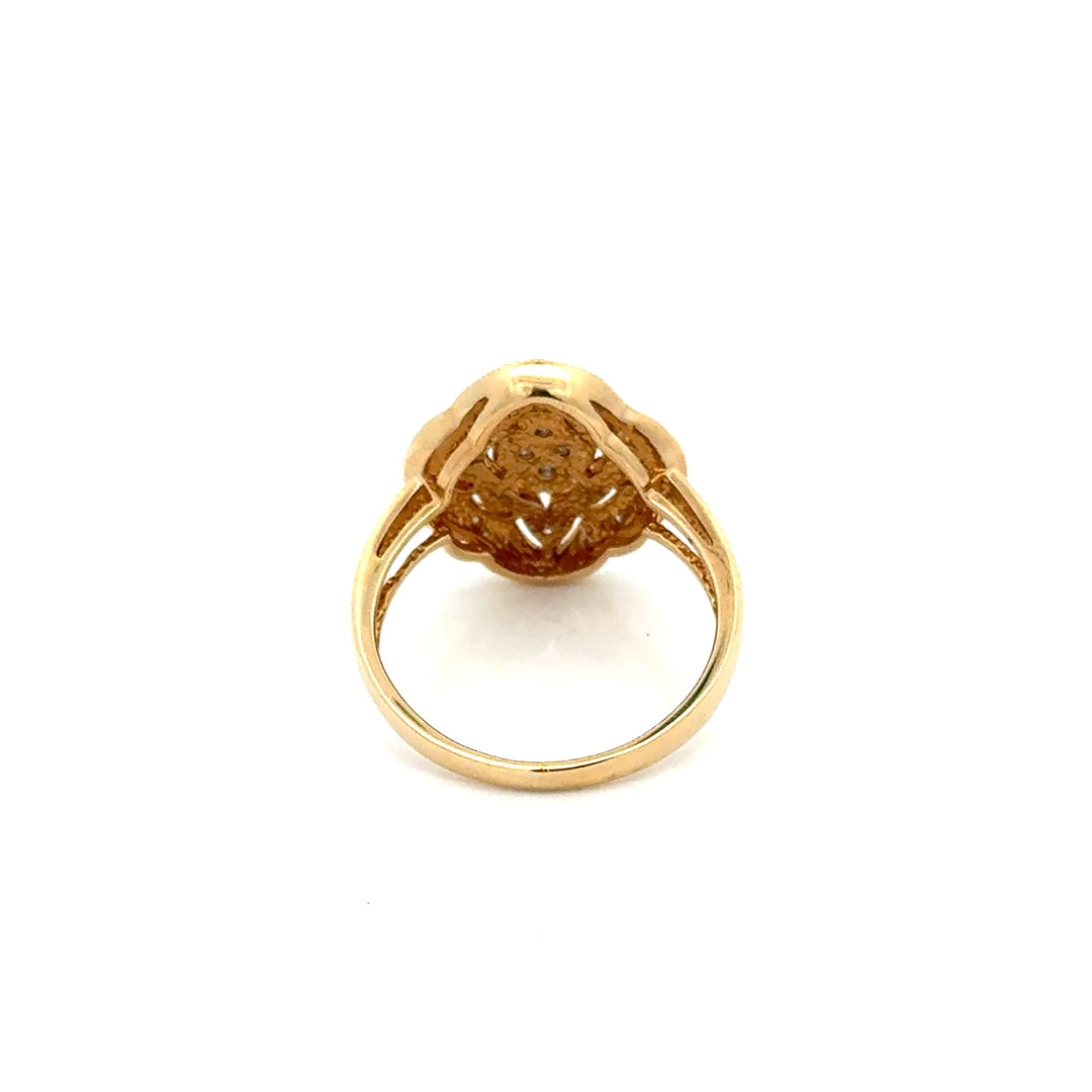 Vintage Filigree Diamond 14k Yellow Gold Ring