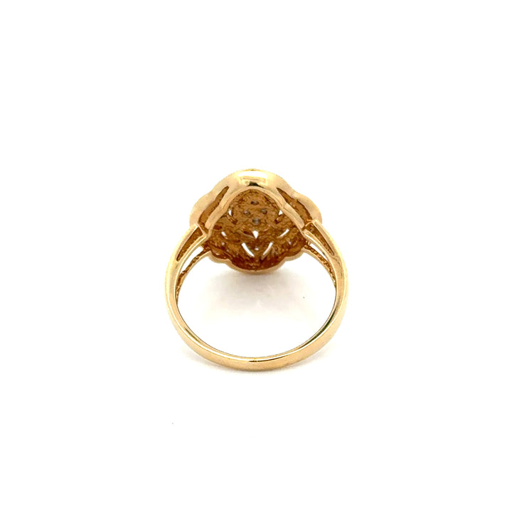 Vintage Filigree Diamond 14k Yellow Gold Ring