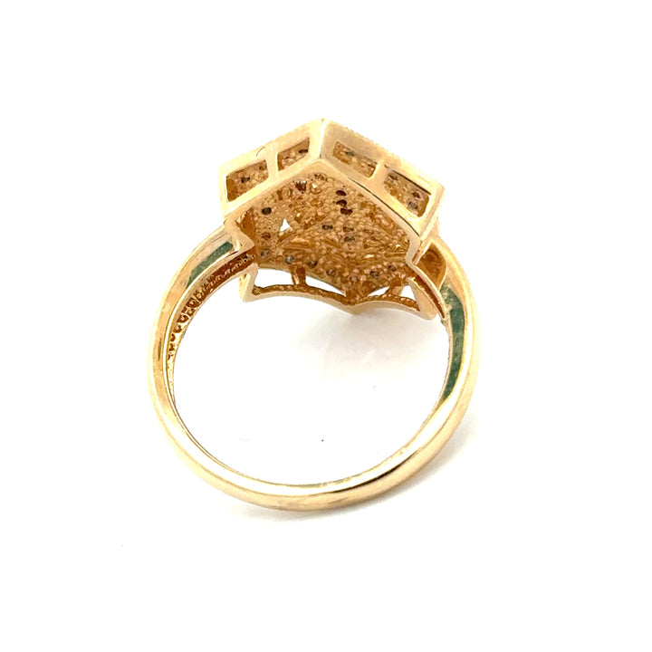 Vintage Filigree Diamond 14k Yellow Gold Ring