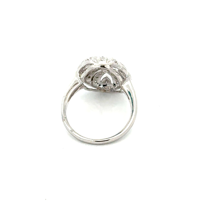 Vintage Filigree Diamond 14k White Gold Ring