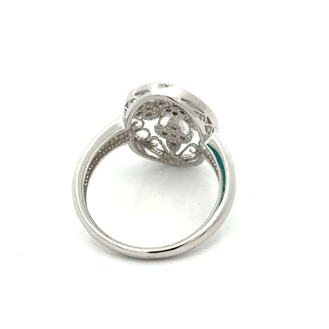 Vintage Filigree Diamond 14k White Gold Ring