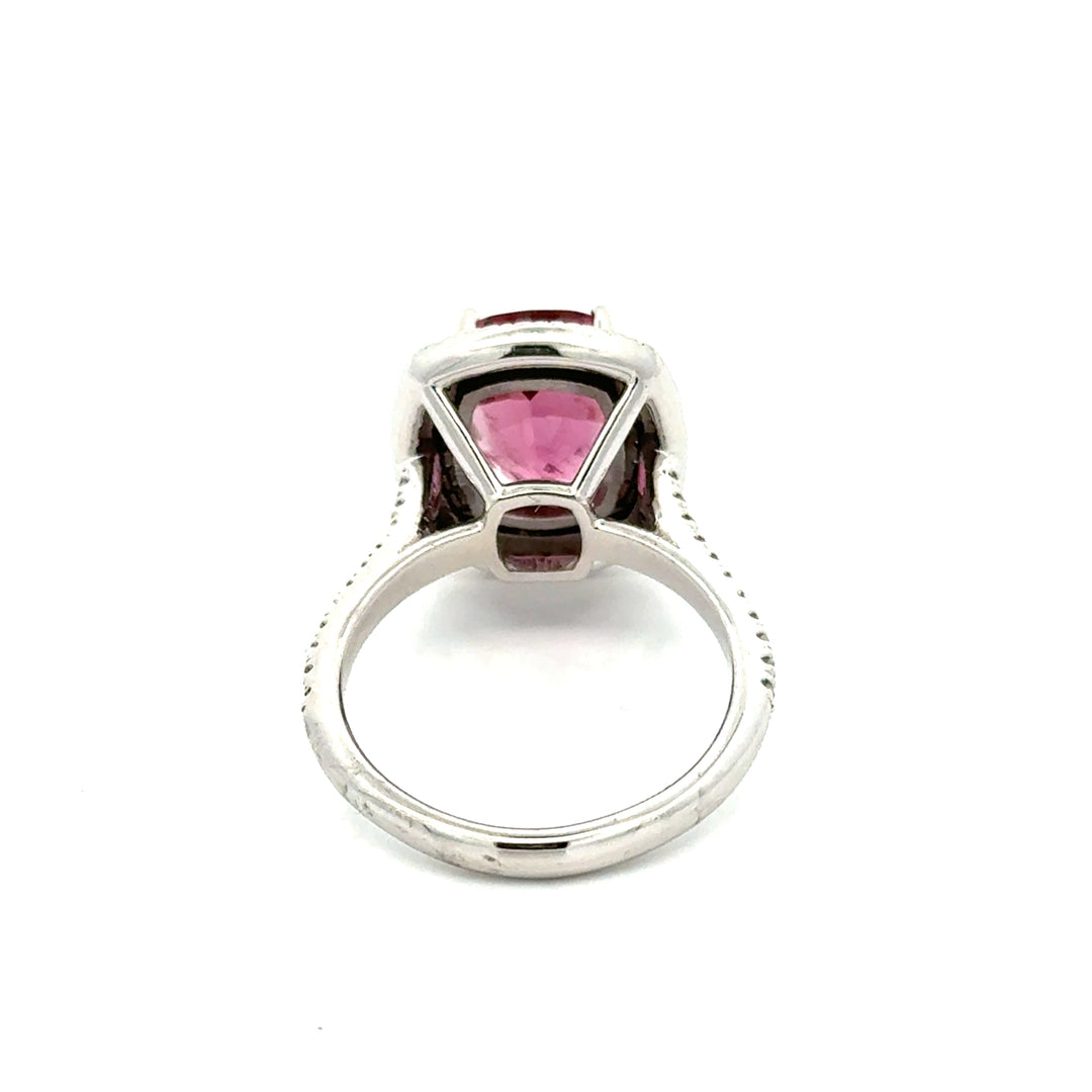 Vintage Pink Tourmaline & Diamond 14k White Gold Ring