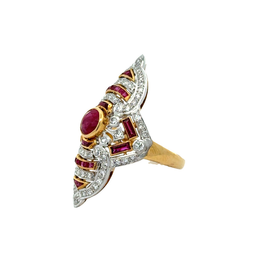 Vintage Ruby & Diamond 18k Yellow/White Gold Ring