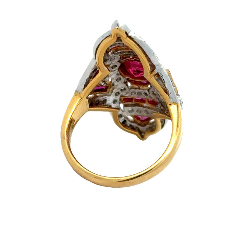 Vintage Ruby & Diamond 18k Yellow/White Gold Ring