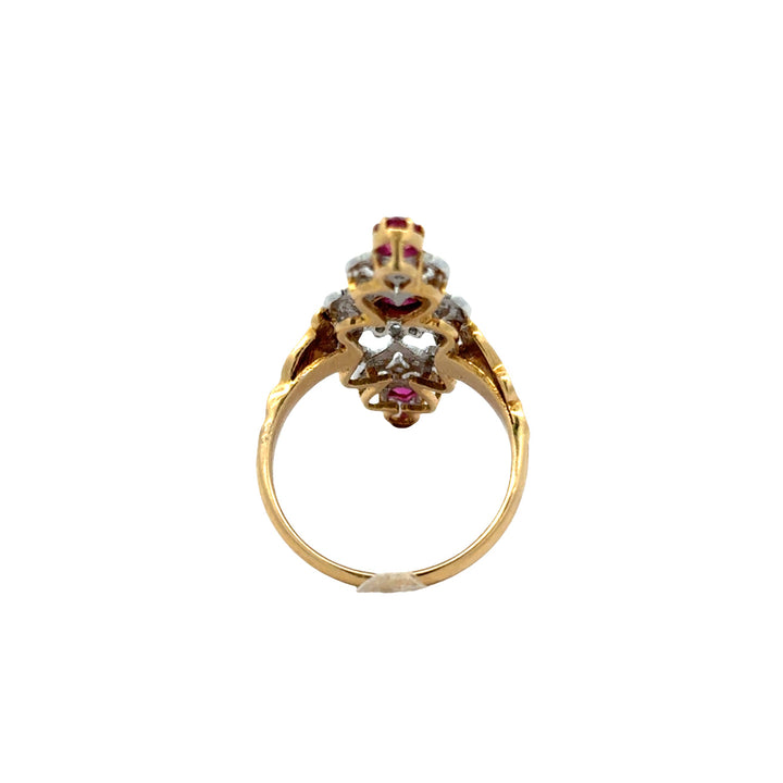 Vintage Ruby & Diamond 18k Yellow/White Gold Ring