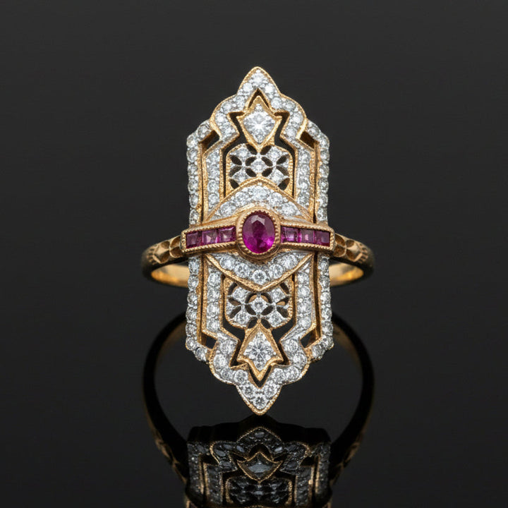 Vintage Ruby & Diamond 18k White Gold Ring