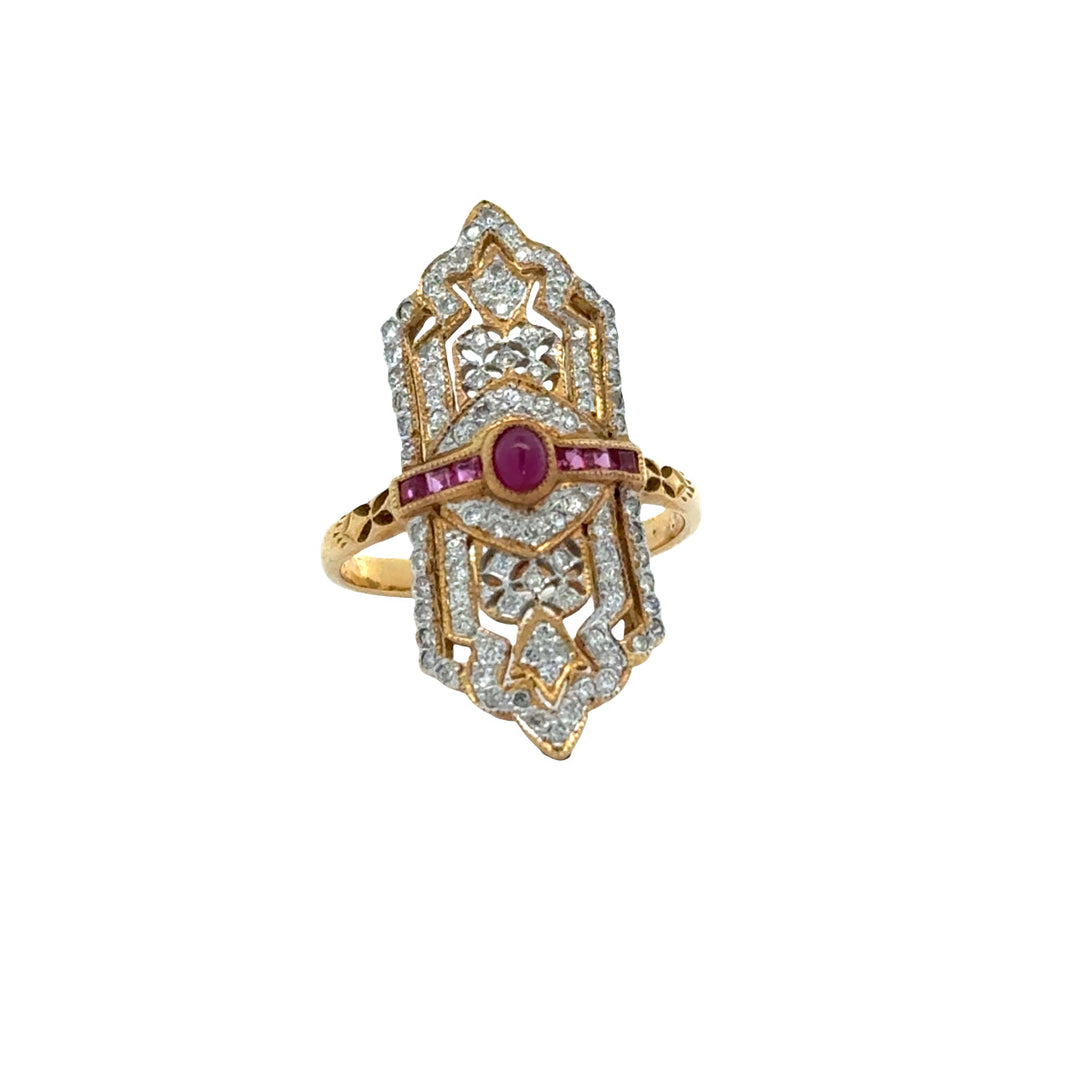 Vintage Ruby & Diamond 18k White Gold Ring