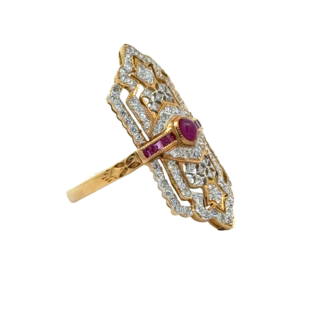 Vintage Ruby & Diamond 18k White Gold Ring