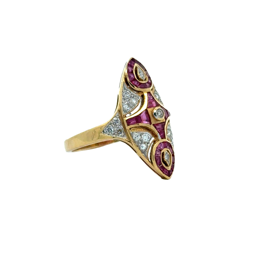 Vintage Ruby & Diamond 18k Yellow/White Gold Ring
