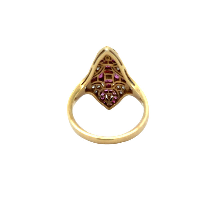 Vintage Ruby & Diamond 18k Yellow/White Gold Ring