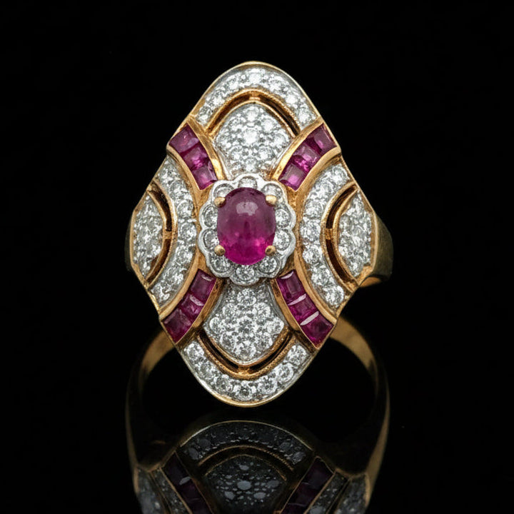 Vintage Ruby & Diamond 18k Yellow/White Gold Ring