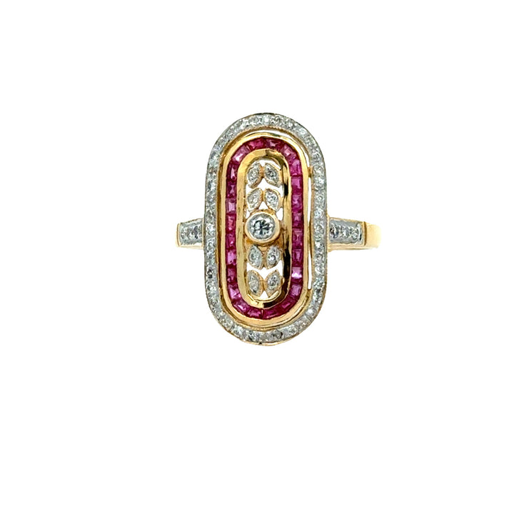 Vintage Ruby & Diamond 18k Yellow/White Gold Ring