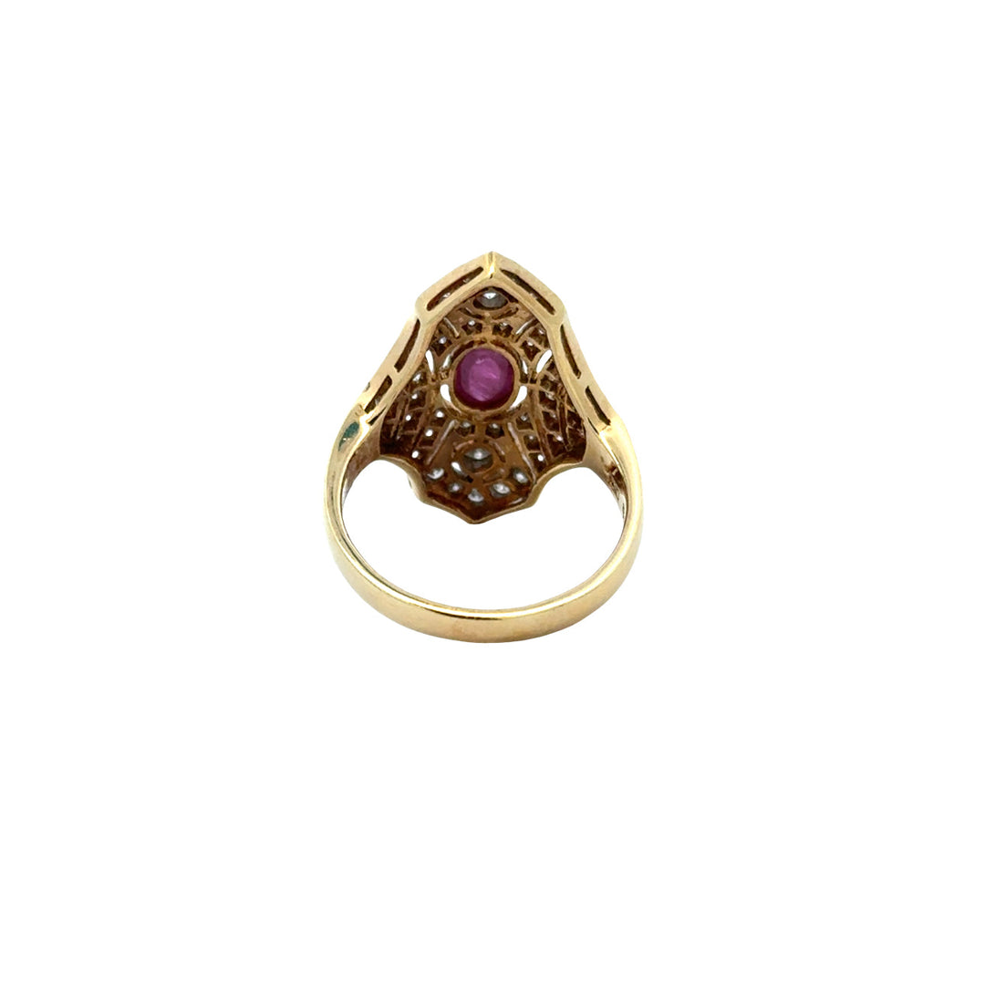 Vintage Ruby & Diamond 18k Yellow/White Gold Ring