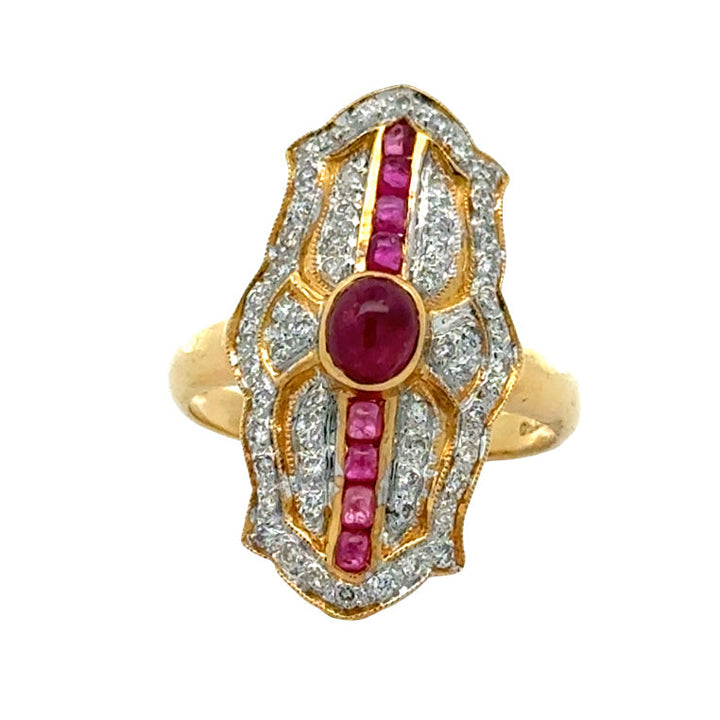 Vintage Ruby & Diamond 18k Yellow/White Gold Ring