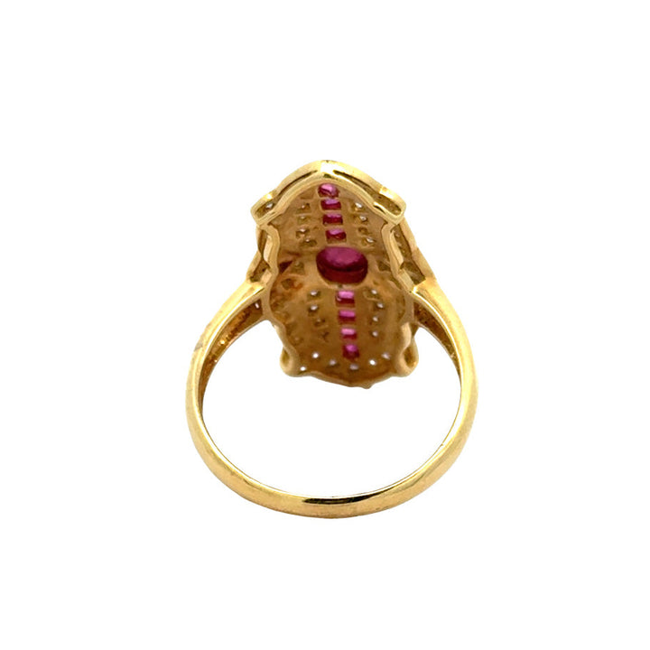 Vintage Ruby & Diamond 18k Yellow/White Gold Ring
