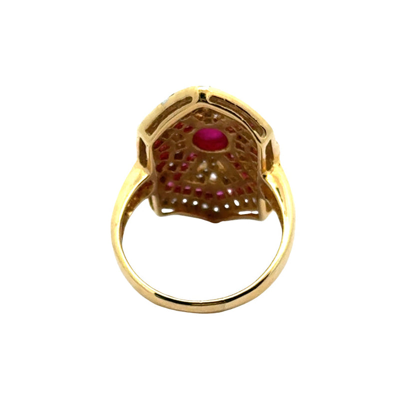 Vintage Ruby & Diamond 18k Yellow Gold Ring