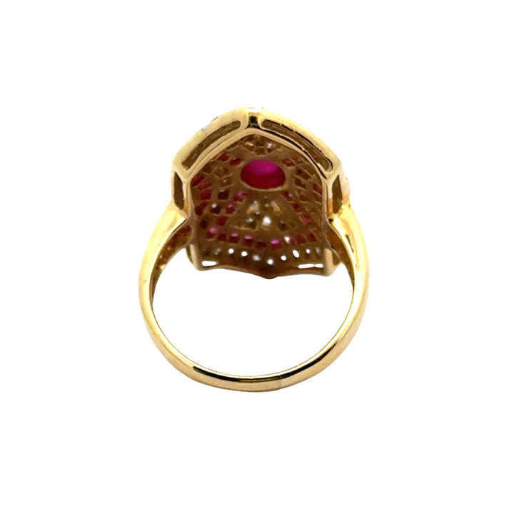 Vintage Ruby & Diamond 18k Yellow Gold Ring