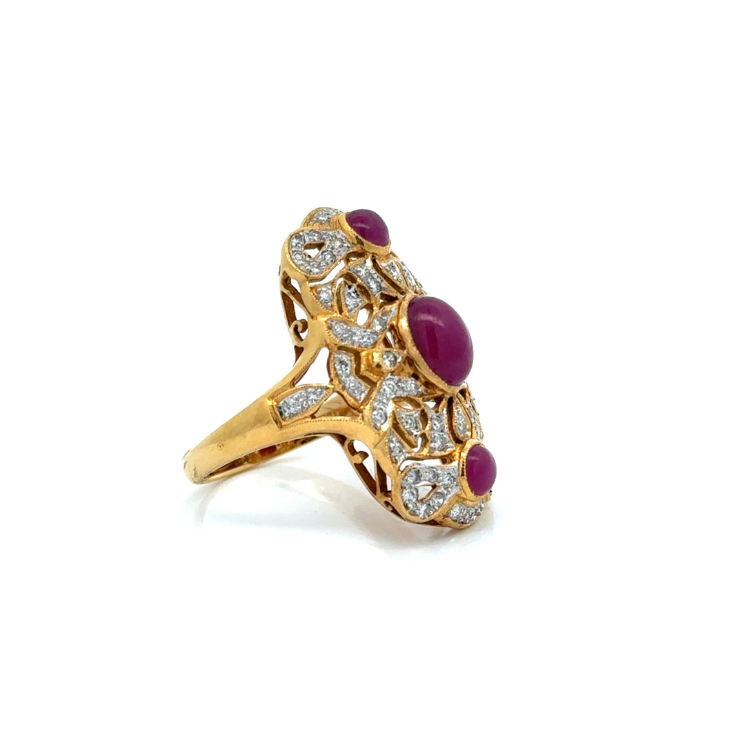 Vintage Ruby & Diamond 18k Yellow/White Gold Ring