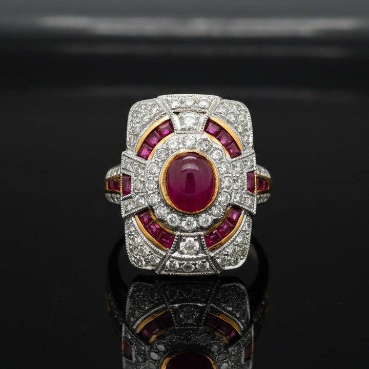 Vintage Ruby & Diamond 18k Yellow/White Gold Ring