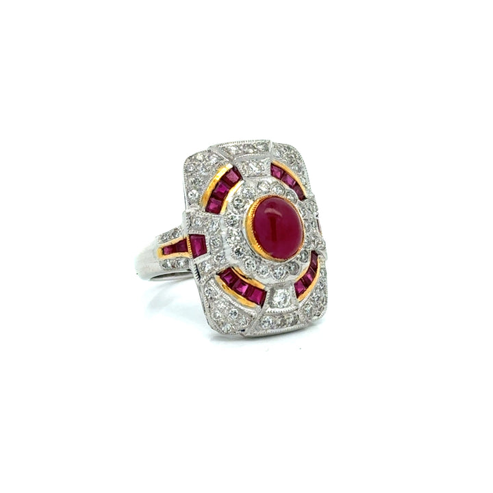 Vintage Ruby & Diamond 18k Yellow/White Gold Ring