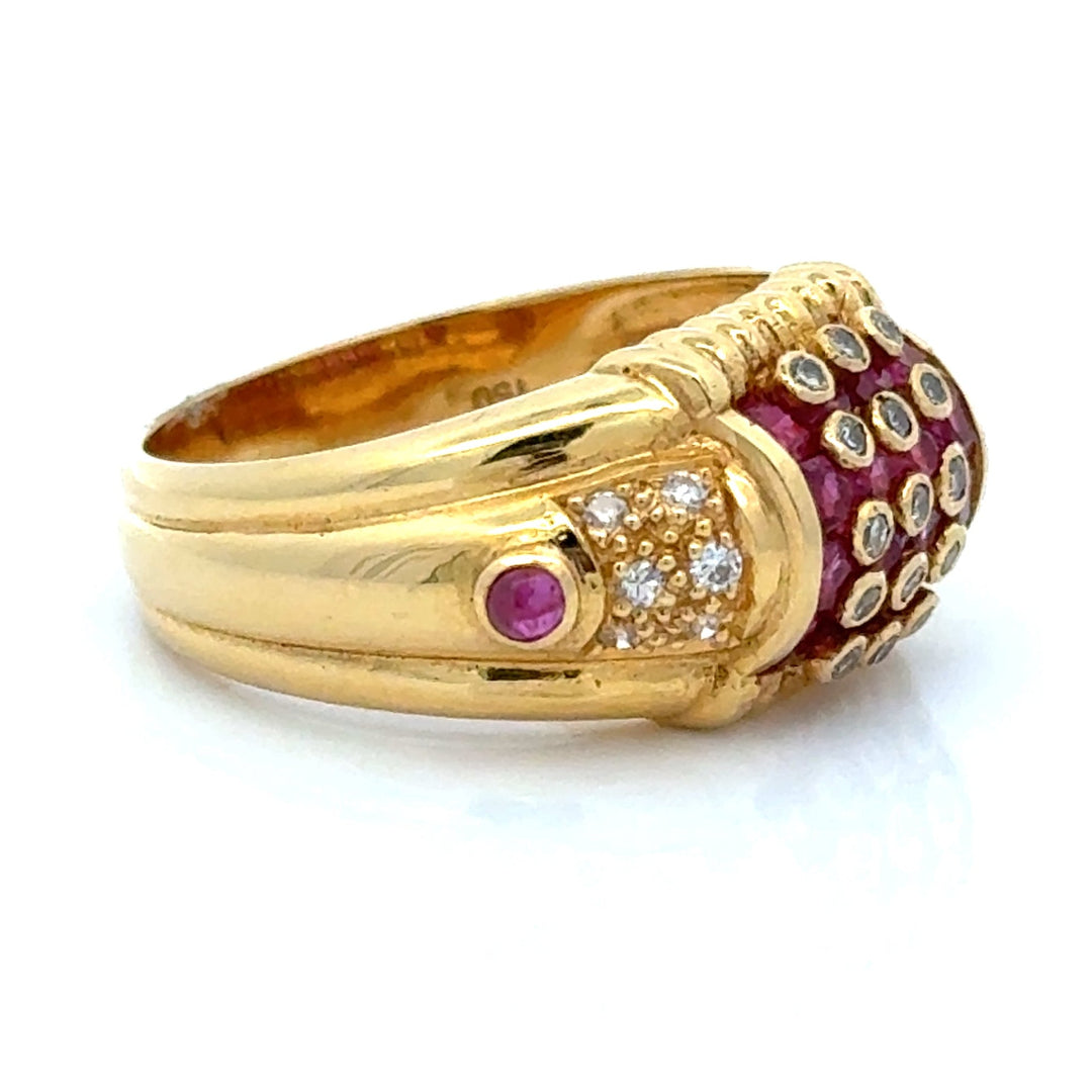 Vintage Ruby & Diamond 18k Yellow Gold Ring