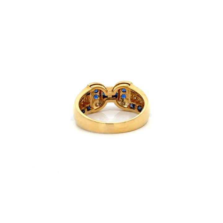 Vintage Sapphire & Diamond 18k Yellow Gold Ring