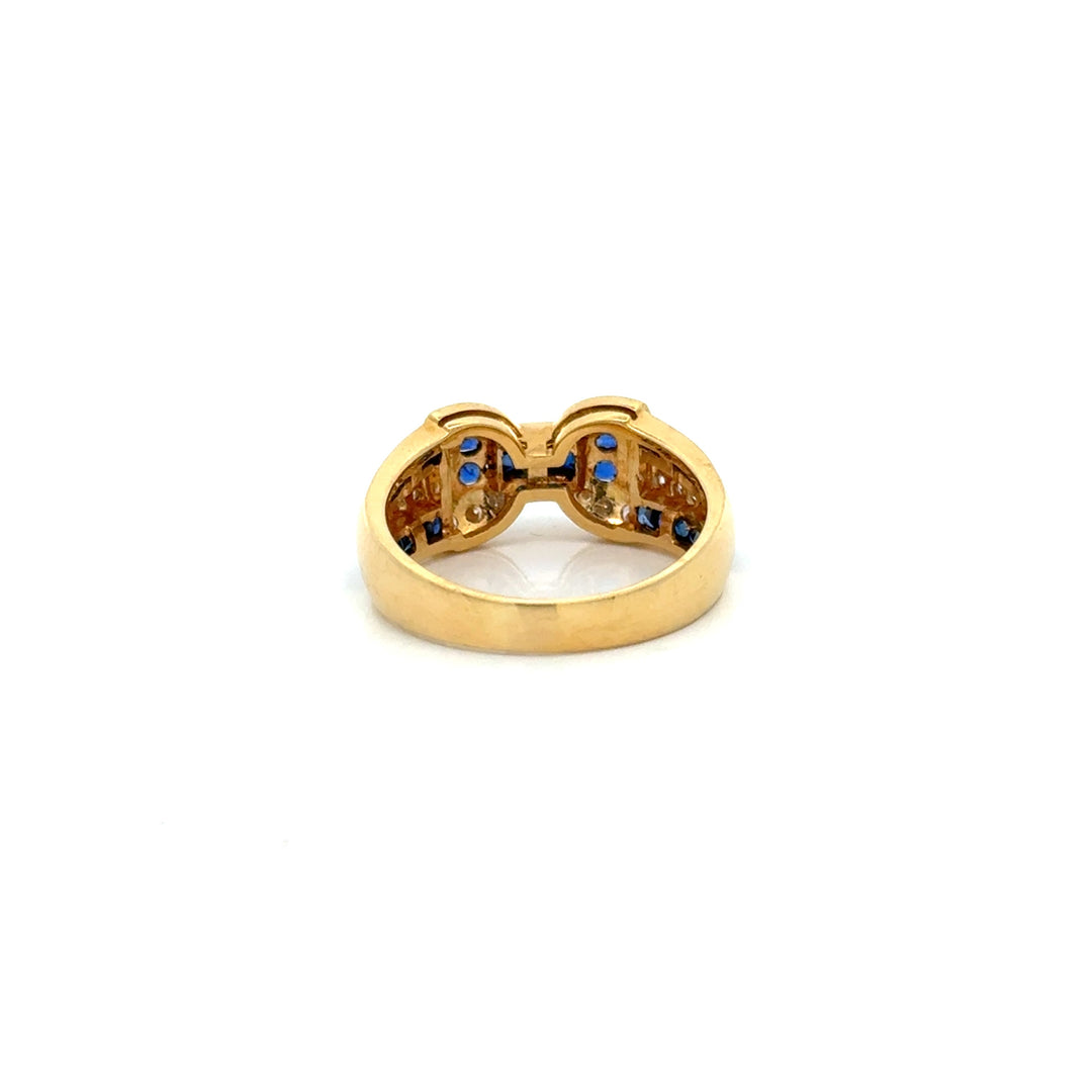 Vintage Sapphire & Diamond 18k Yellow Gold Ring