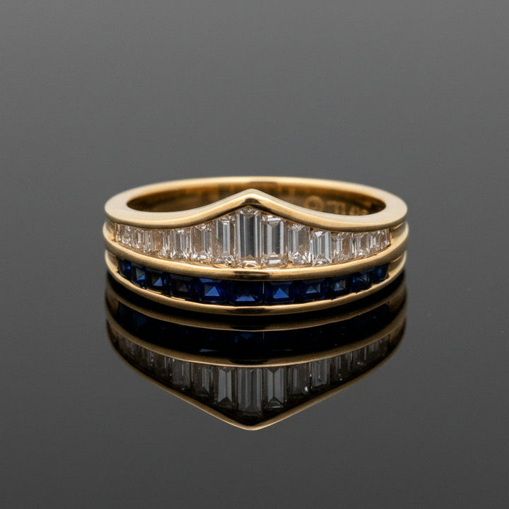 Vintage Sapphire & Diamond 18k Yellow Gold Ring