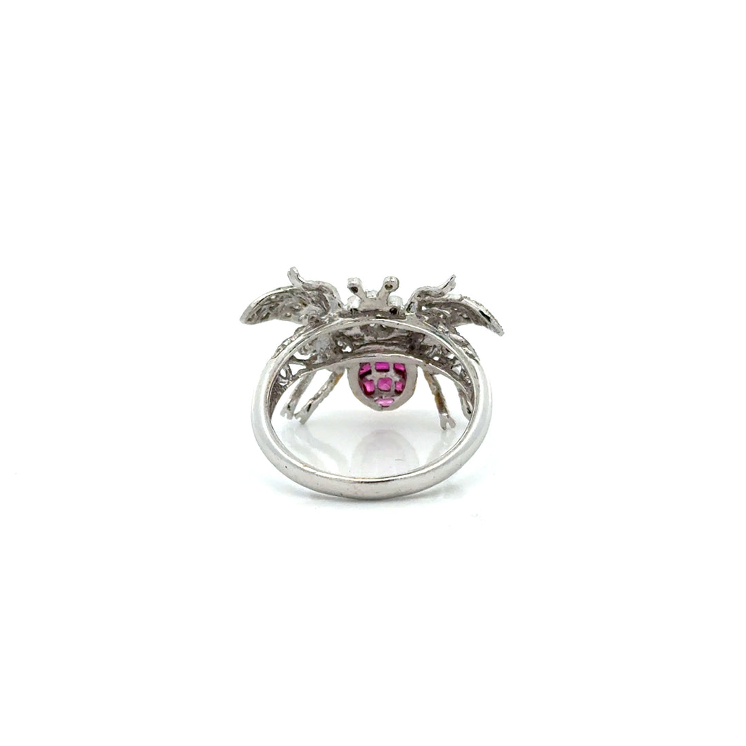 Vintage Ruby & Diamond 18k Yellow/White Gold Bee Ring