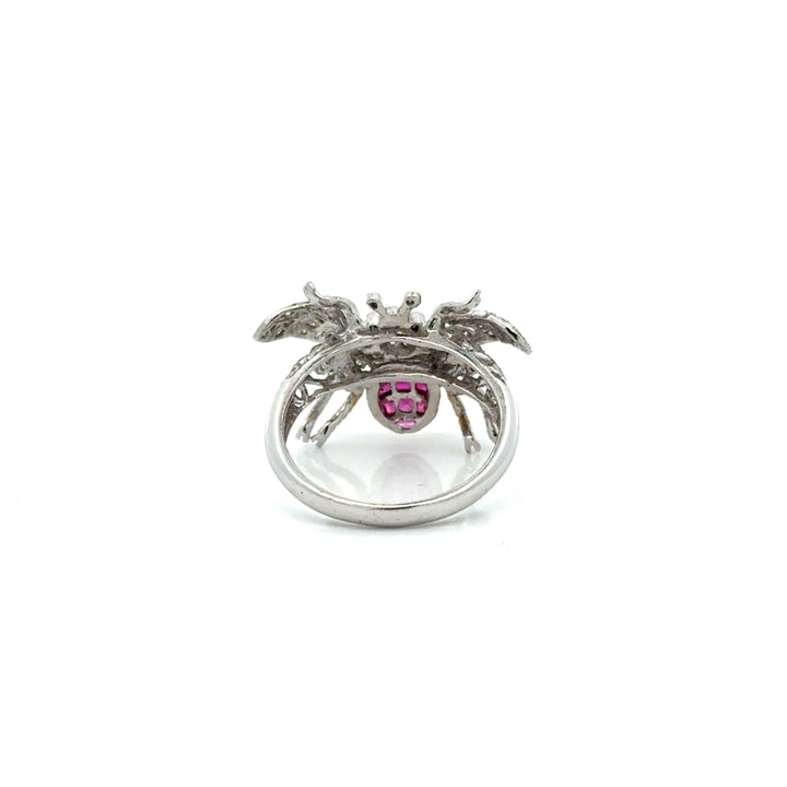 Vintage Ruby & Diamond 18k Yellow/White Gold Bee Ring
