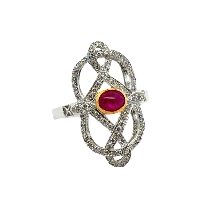Vintage Ruby & Diamond 18k White Gold Ring