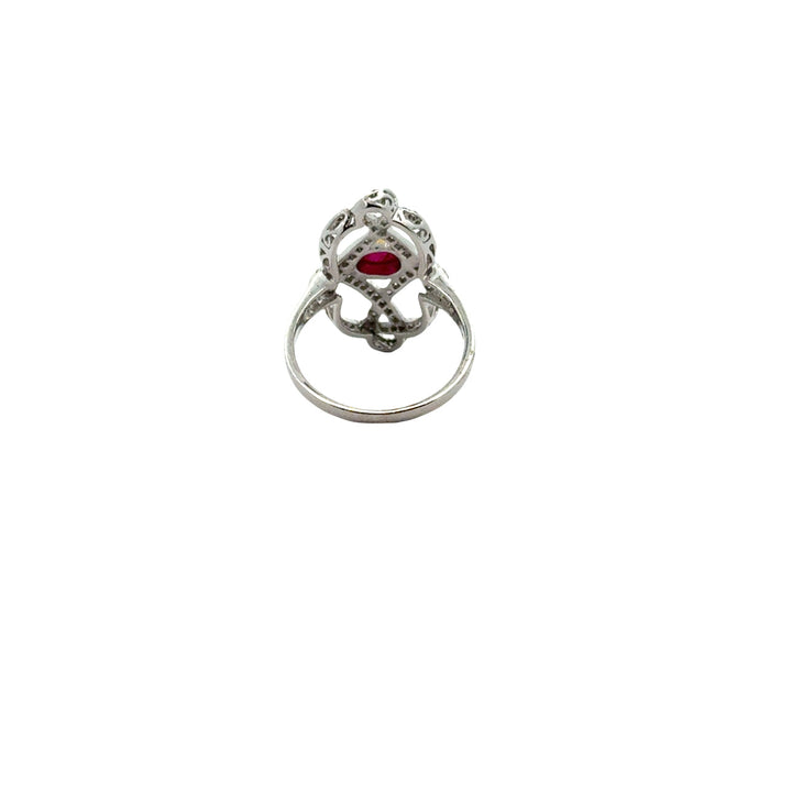 Vintage Ruby & Diamond 18k White Gold Ring