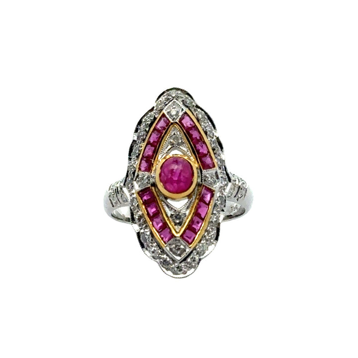 Vintage Ruby & Diamond 18k Yellow/White Gold Ring