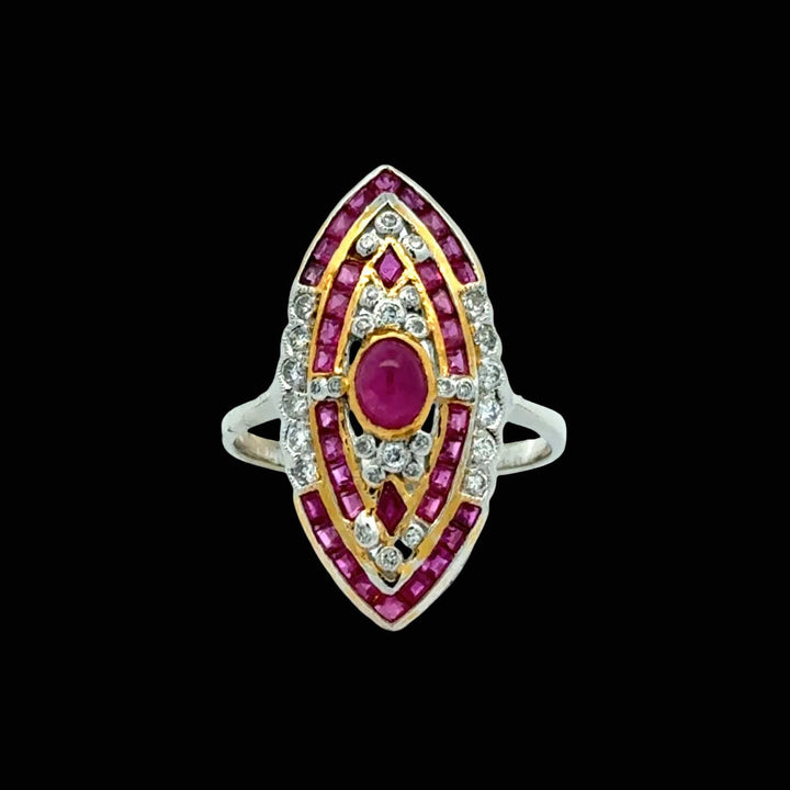 Vintage Ruby & Diamond 18k Yellow/White Gold Ring