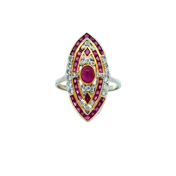 Vintage Ruby & Diamond 18k Yellow/White Gold Ring