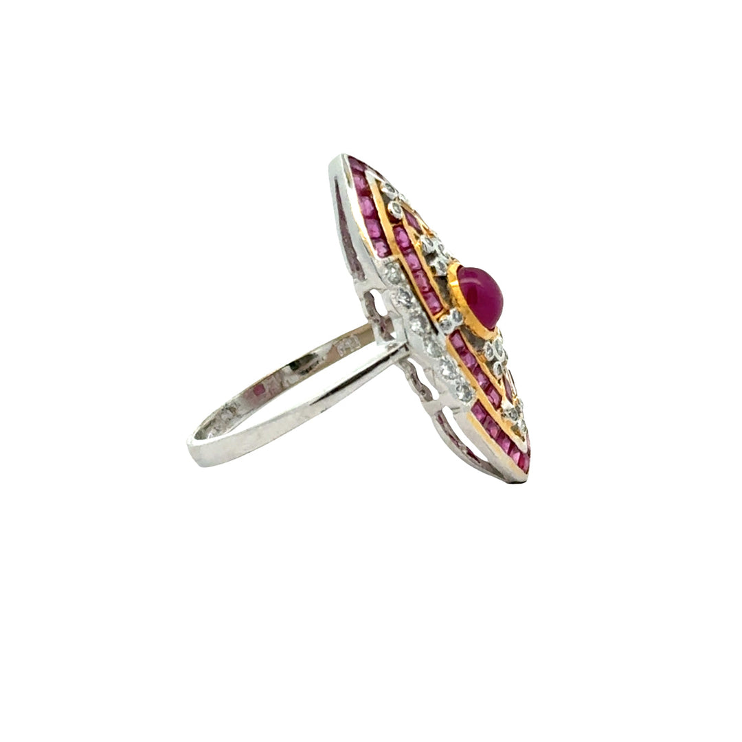 Vintage Ruby & Diamond 18k Yellow/White Gold Ring