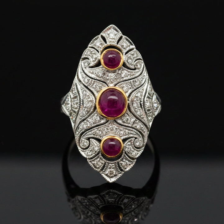 Vintage Ruby & Diamond 18k Yellow/White Gold Ring