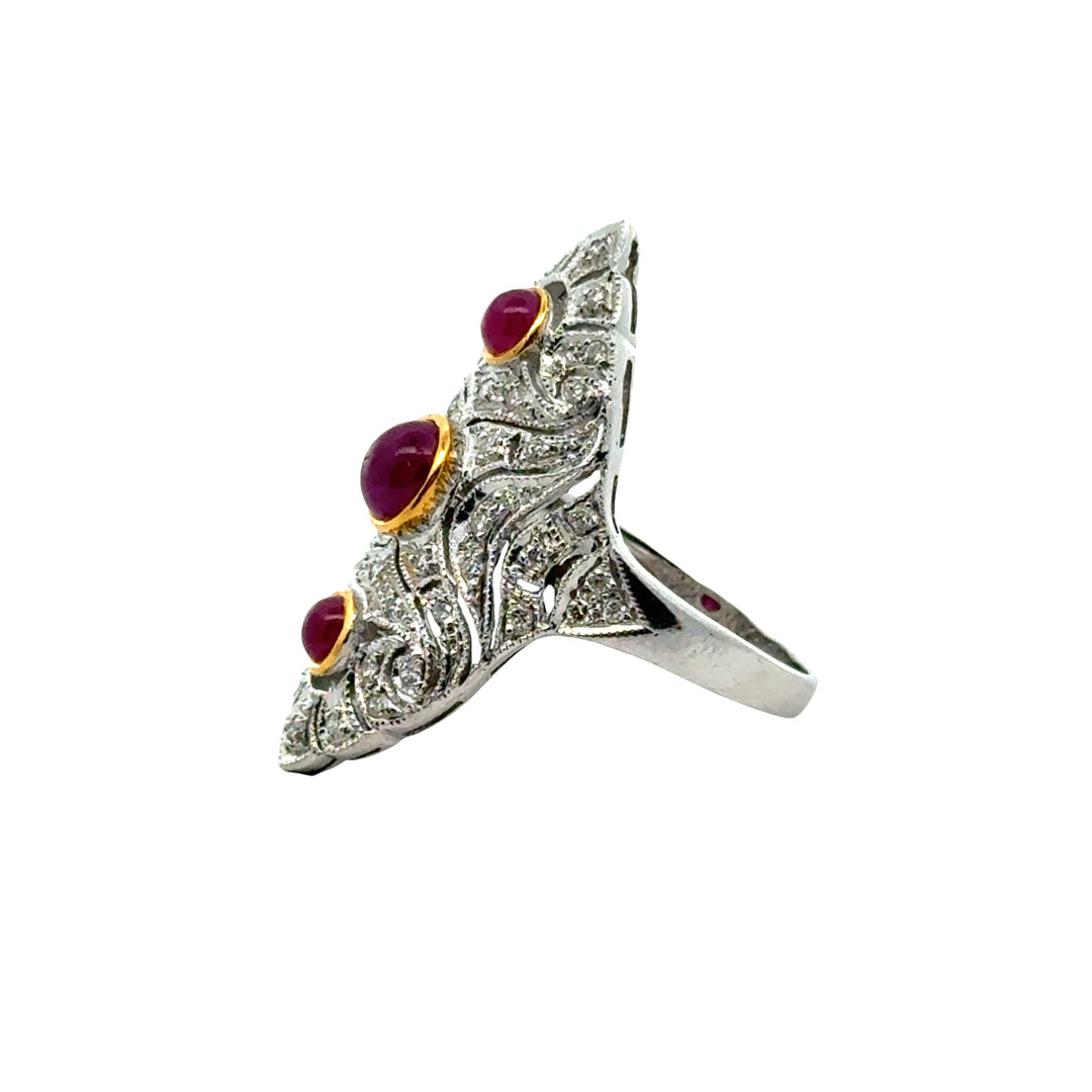 Vintage Ruby & Diamond 18k Yellow/White Gold Ring
