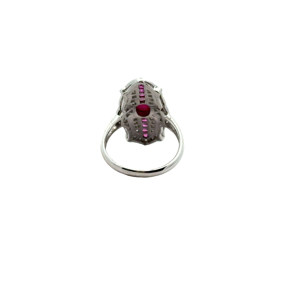 Vintage Ruby & Diamond 18k White Gold Ring