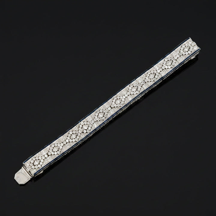Vintage Diamond & Sapphire 18K White Gold Bracelet