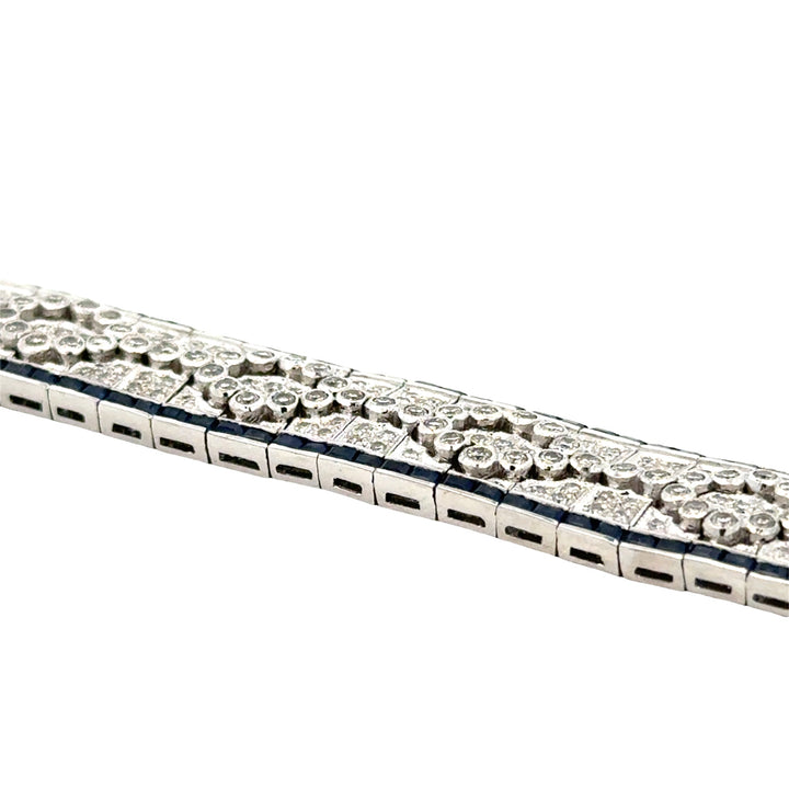Vintage Diamond & Sapphire 18K White Gold Bracelet