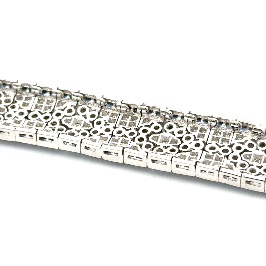 Vintage Diamond & Sapphire 18K White Gold Bracelet