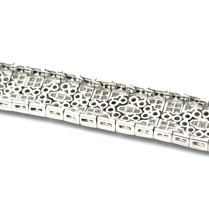 Vintage Diamond & Sapphire 18K White Gold Bracelet