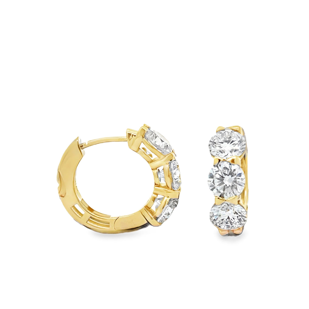 Five Carat Lab-Grown Diamond Huggie Hoop Earrings – E-F VS-SI – Solid 14K Yellow or White Gold