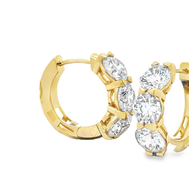 Five Carat Lab-Grown Diamond Huggie Hoop Earrings – E-F VS-SI – Solid 14K Yellow or White Gold