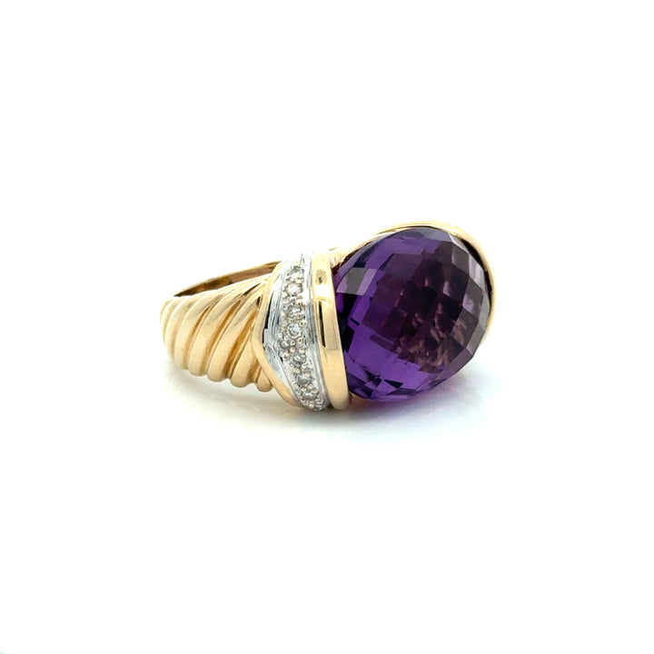 Estate Diamond & Amethsyt 14K Yellow & White Gold Ring